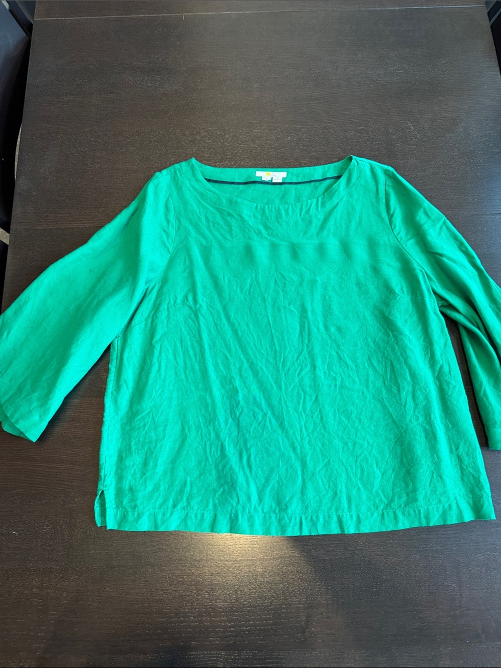 Boden Bright Emerald Scoop Neck 3/4 Sleeve Tunic